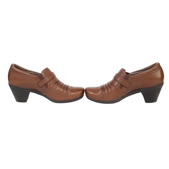 Abeo Rachel Heeled Loafers Brown Genuine Leather Clogs Orthotic Womens 7.5 - Picture 5 of 10